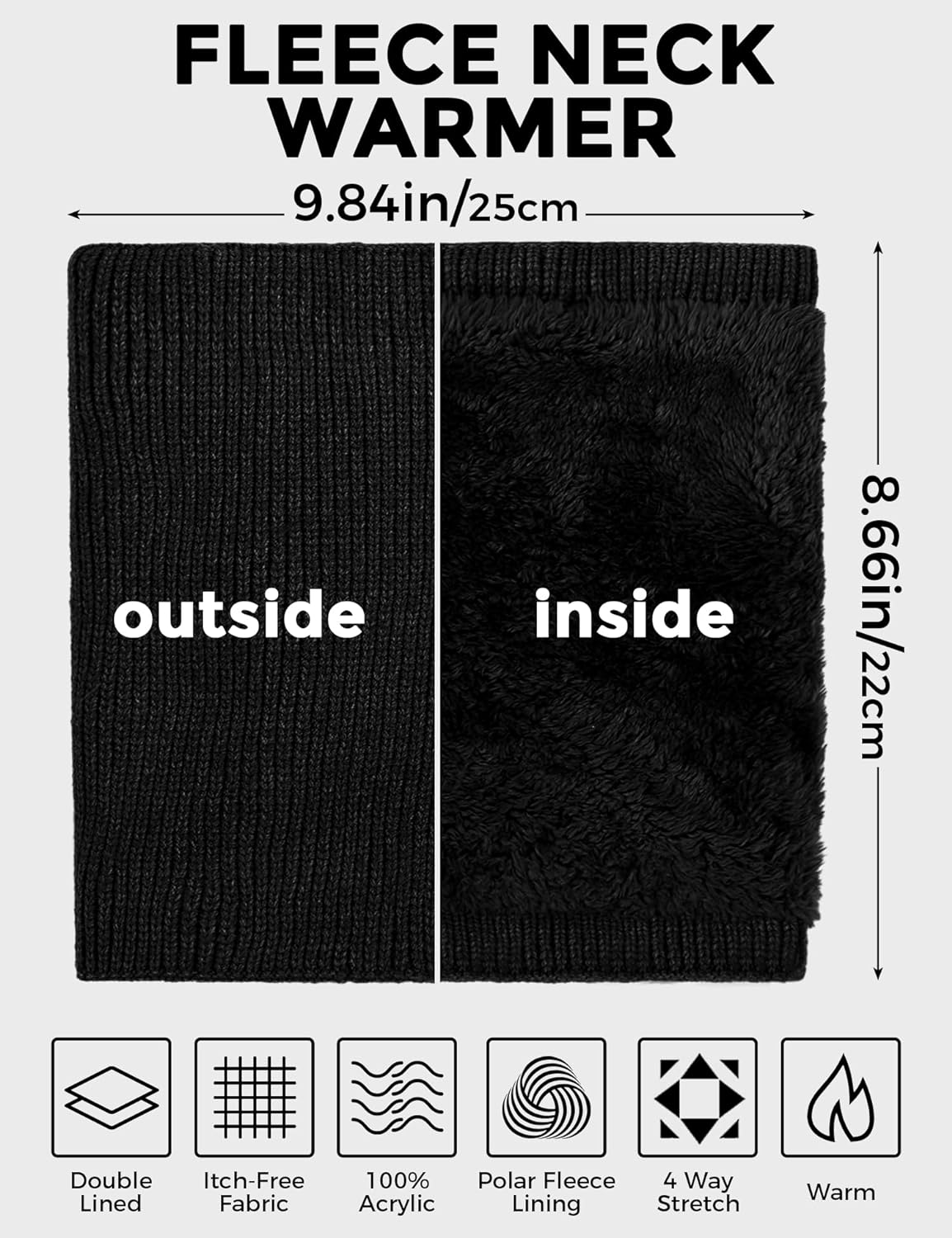 Neck Warmer Gaiters for Men Women Winter Neck Scarves Fleece Cold Weather Gear Ski Skate Accessories Nose Ear Face Mask - Image 4